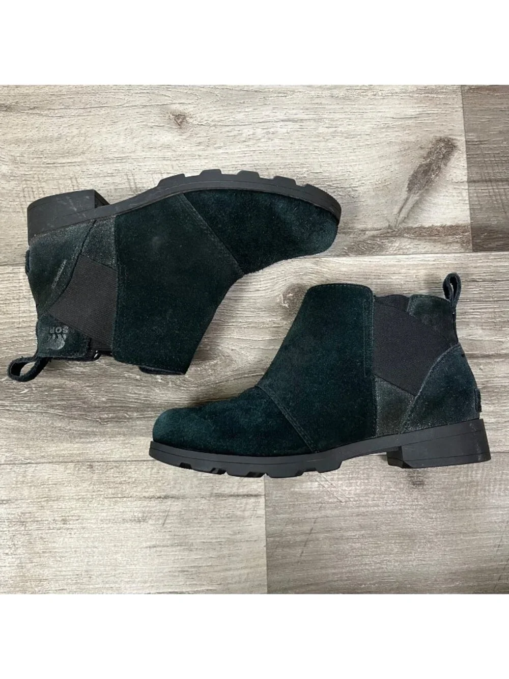 Sorel Emelie Waterproof Chelsea Boot Low Heel Black Shimmer Women’s Size 4